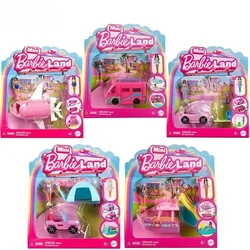 Original Barbie Traffic Vehicle Mini Barbieland Color Change Dream Camper Car Boat Plane Girls Toys Diy Dolls House Accessories