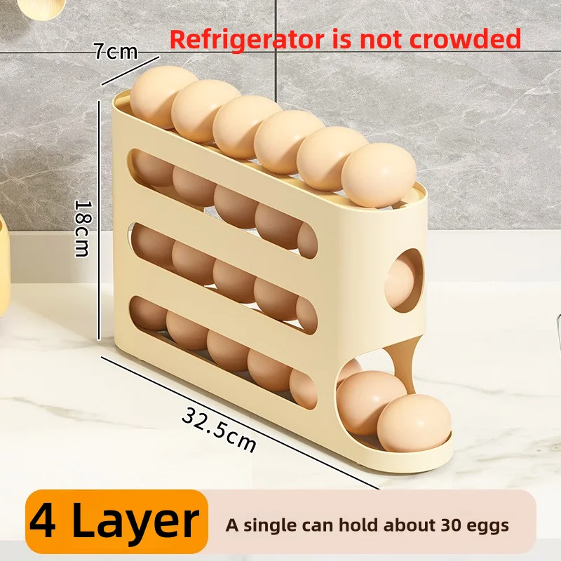 

4-слойные держатели для яиц, автоматическое устройство для хранения свежих яиц в холодильнике, бытовой холодильник для хранения яиц, вмещает 30 яиц