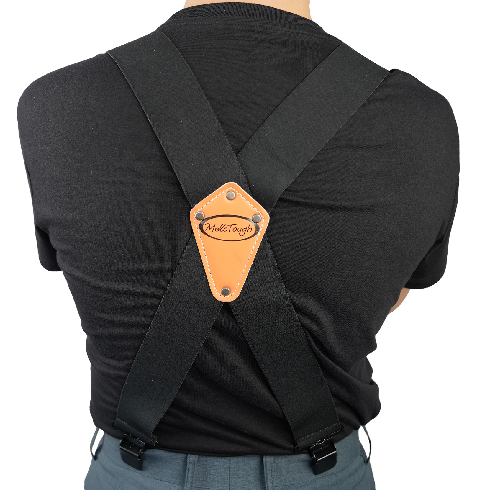Melo Tough Men\'s Industrial Strength Suspenders Partial Elastic Tradesperson\'s Suspenders 2 inch Wide Tool Belt Suspenders