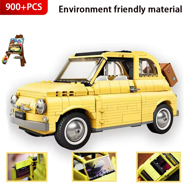 New 900+PCS 10271 Technical Building Blocks Classic DIY Yellow Car Model Creator Assemble Vehicle Bricks Toys For Children Gifts