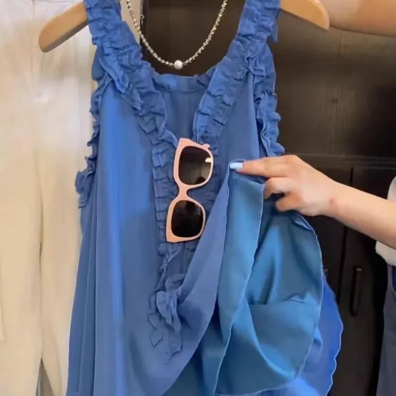 

2025 Новая рубашка без рукавов с v-образным вырезом и милым дизайном, модный топ на подтяжках в западном стиле для женщин