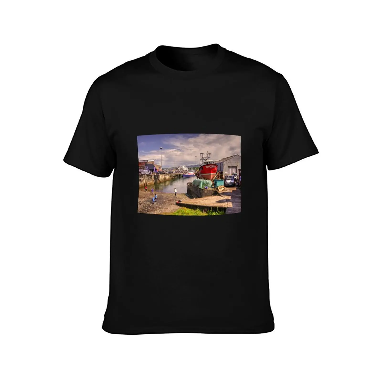 Mallaig Harbour T-Shirt Basic Solid Color Short Sleeve Cotton Top
