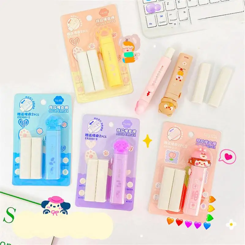 Creative push-pull cartoon cute eraser can replace the core telescopic student pencil eraser children's school supplies gifts