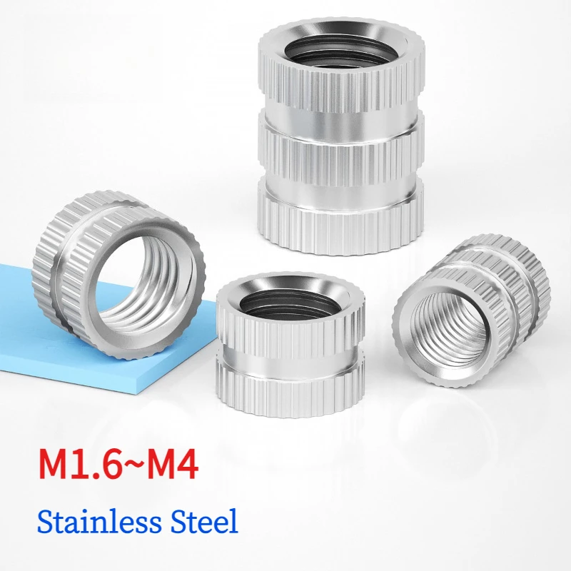 Stainless Steel GB809 Hot Melt Insert Knurled Nut M1.6 ~ M4 Thread Heat Molding Injection Embed Nuts