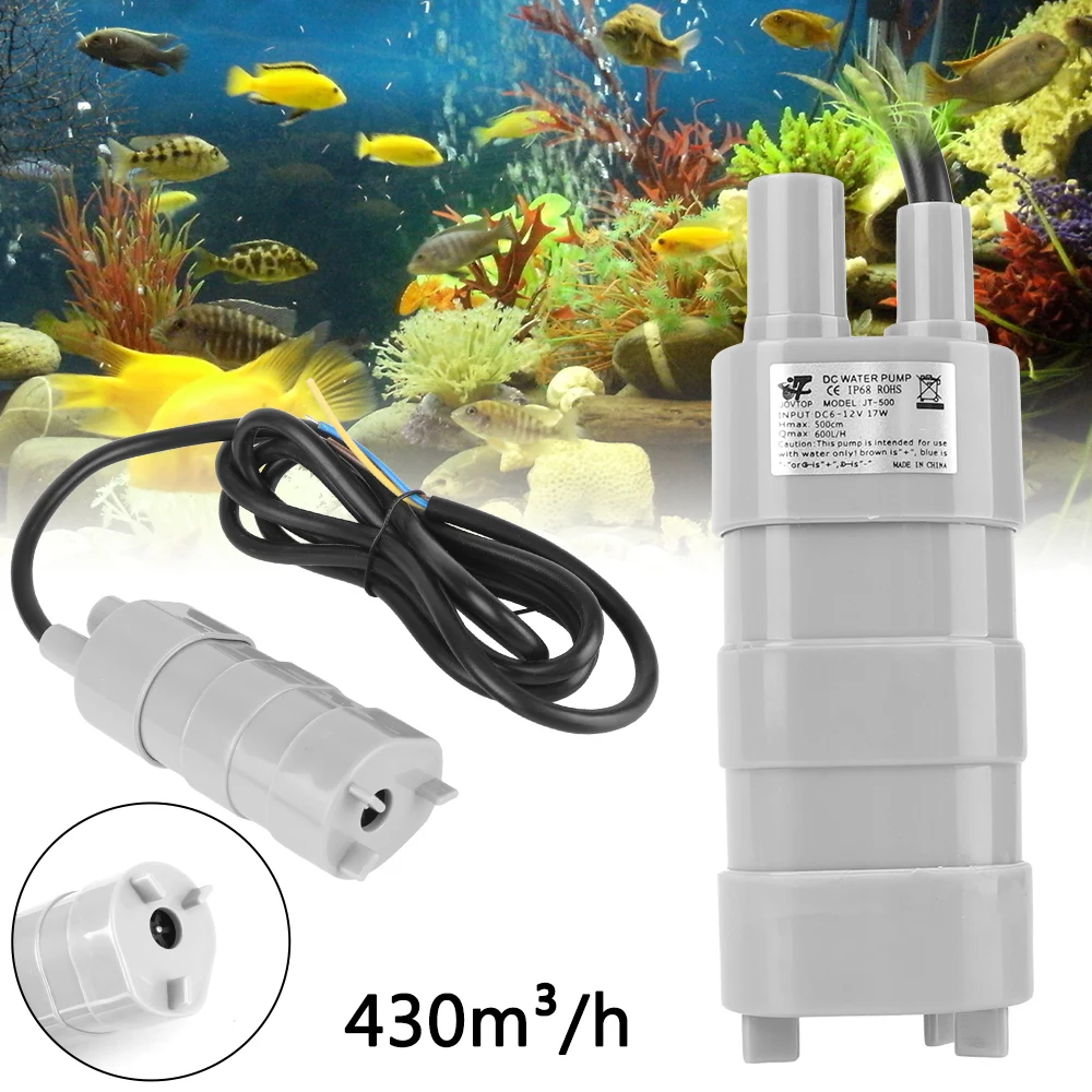 For Fish Tank Change Caravan Camping Garden Water Pump 5m/16.4ft 15W DC 12V Submersible High Flow Pump Submersible Pump