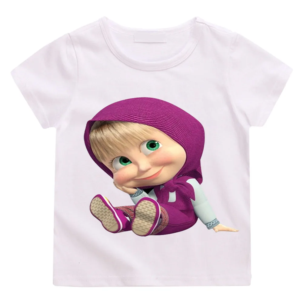 Anime Mashas Little Girls T Shirt Boys Funny Casual Clothes Baby Tops Children Summer Short Sleeve Cartoon Sudadera Tee-shirt