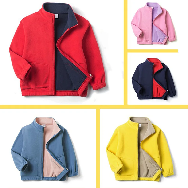 

Boys Girls Fleece Jackets Autumn Winter Thick Caots Baby Children's Padded Casual Tops Fashion Teenager Plush Velvet Outerwear