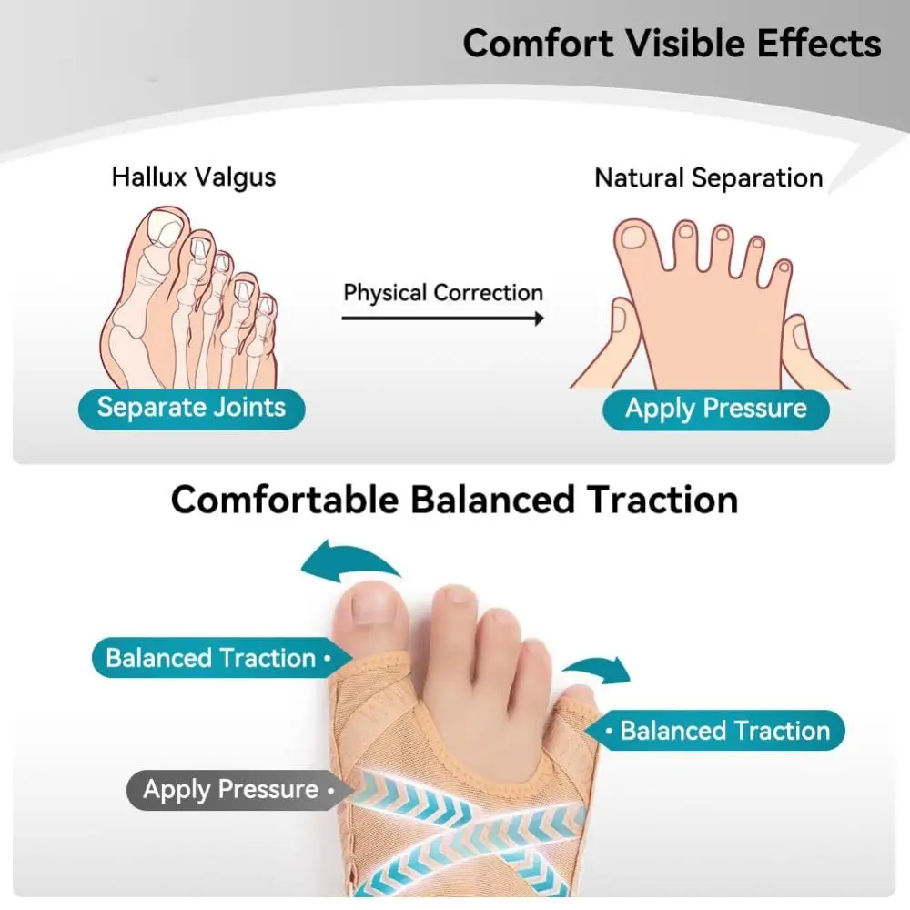 Kain korektor Bunion bernapas untuk lengan Hallux Valgus pemisah Spacer kaki korektor jari mudah dipakai kaus kaki Bunion lari