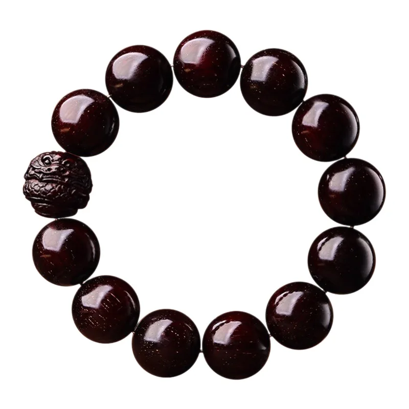 Authentic Indian Small Leaf Rosewood Beaded Bracelet for Men Zodiac Sign Fortune Luck Prayer Beads Gifts