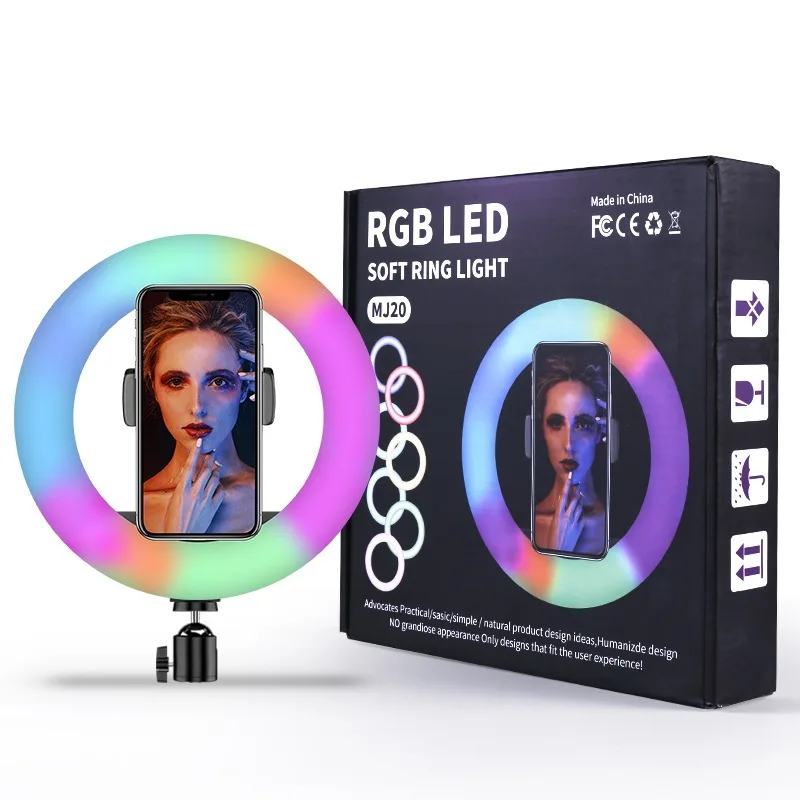 10 inch RGB Triple-Color Ring Light with Tripod Stand: Vanity Light for Selfies, Live Videos, Photography & Makeup Lighting