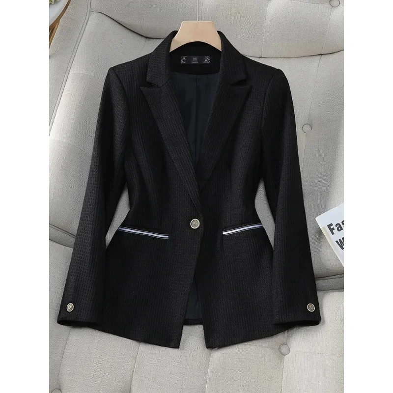 Blazer feminino de manga comprida, casaco feminino, botão único, roupa de trabalho de negócios, jaqueta feminina, laranja, verde, preto, outono, inverno