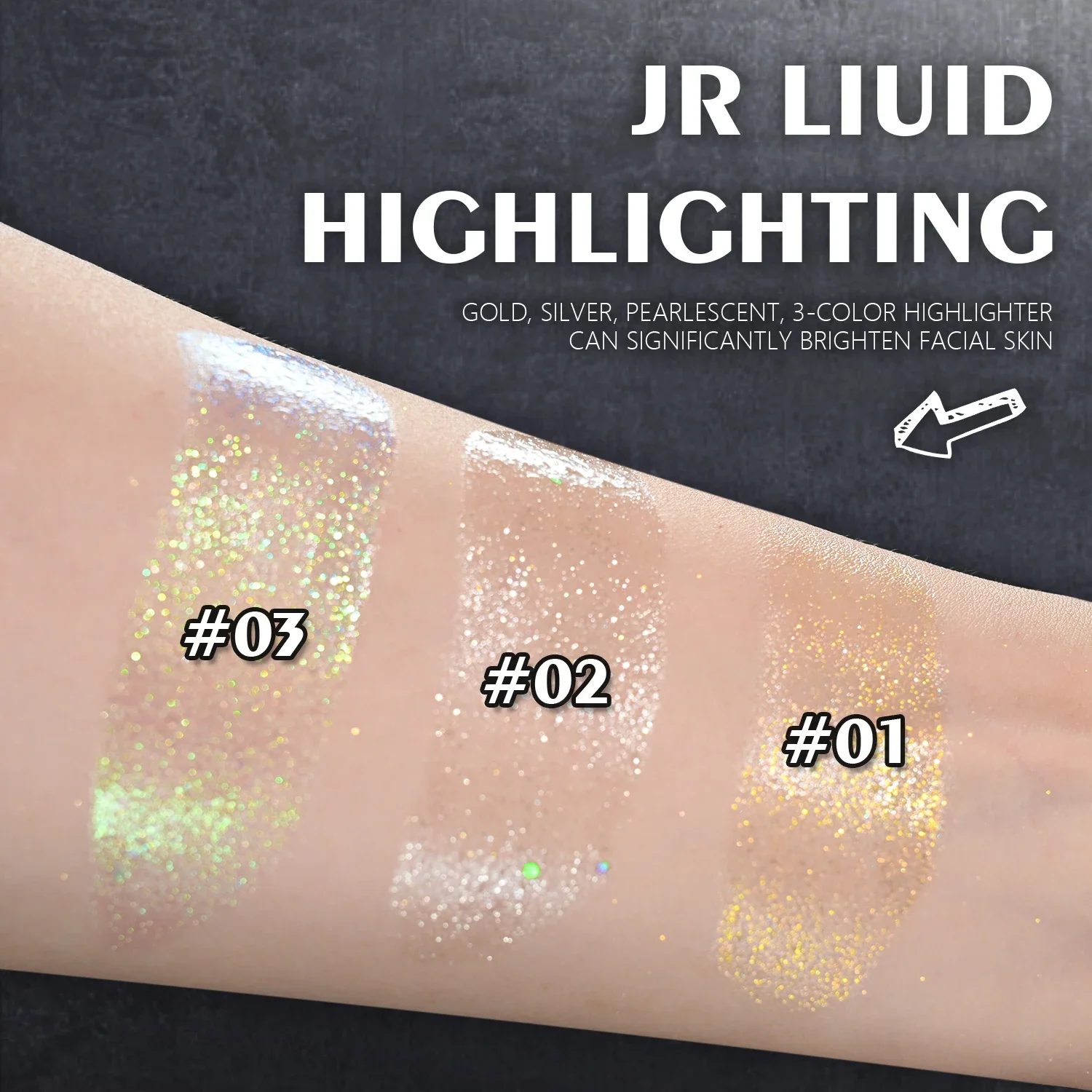 JUR MORNIER Liquid Highlighter Shimmer Glitter Highly Pigmented Long-lasting Highlight 30ML Diamond Face Illuminator Makeup