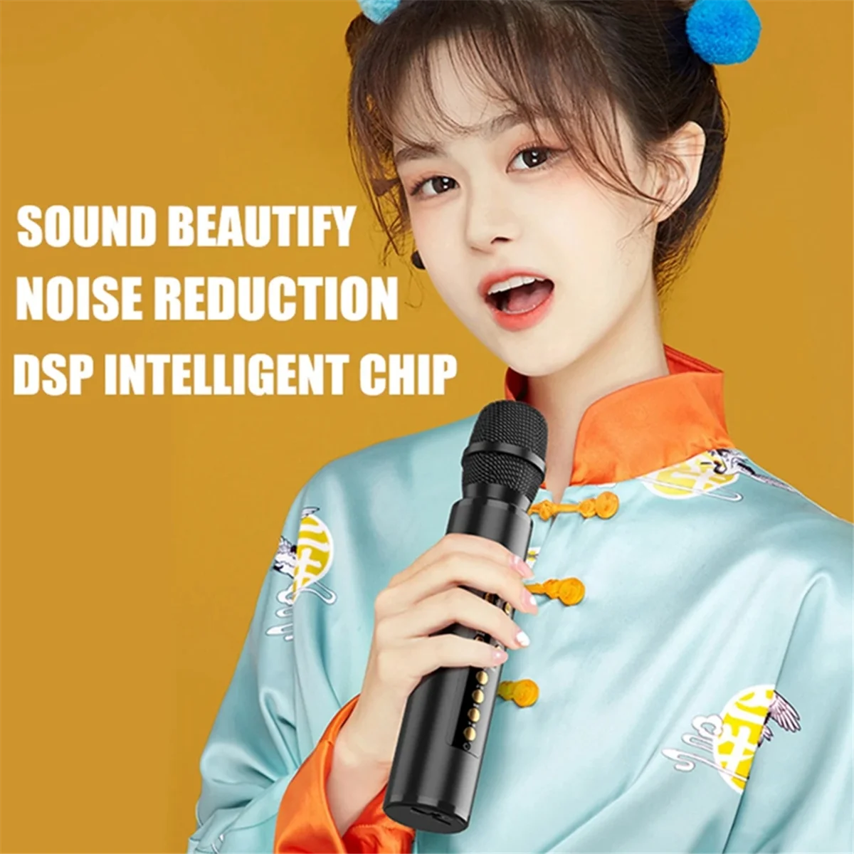 Efficient TWS Wireless Karaoke Microphone with Bluetooth Speaker for Kids-Black