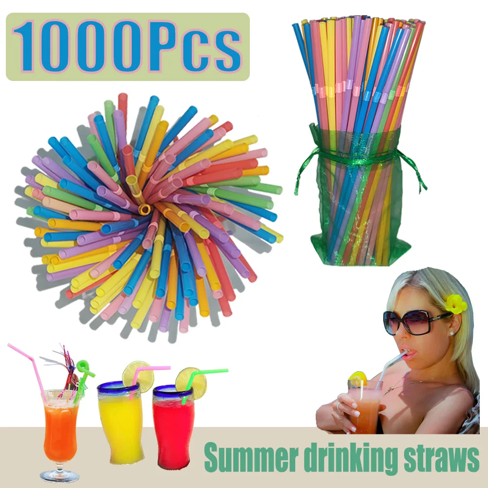 50-1000Pcs Multicolor Drinking Straws Multi Flexible Straws For Juice Cocktail Kitchen Party Wedding Bar Straw Home Accessory