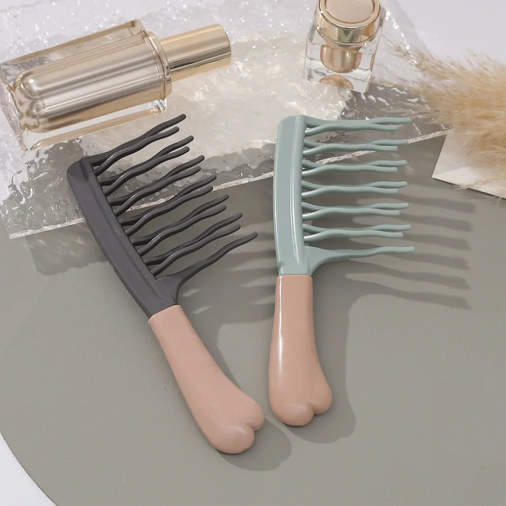 Wide Tooth Comb for Curls, Detangling Comb with Double Row Wavy Tooth for Curly/Wavy/Thick/Wet & Dry Hair, Detangler Hair Brush
