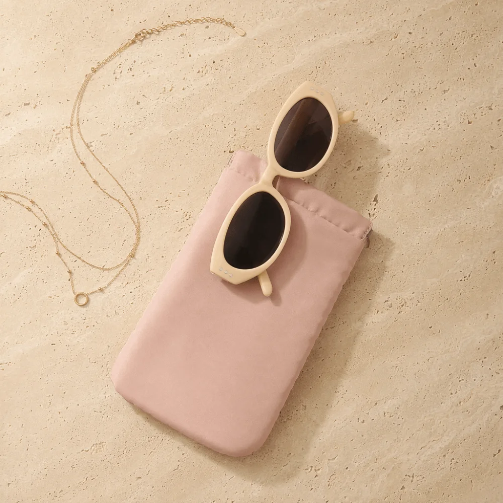 Simple Portable Eyewear Storage Bag Self-closing Waterproof Earphone Bag Solid Color Soft Automatic Closing Makeup Pouch Office
