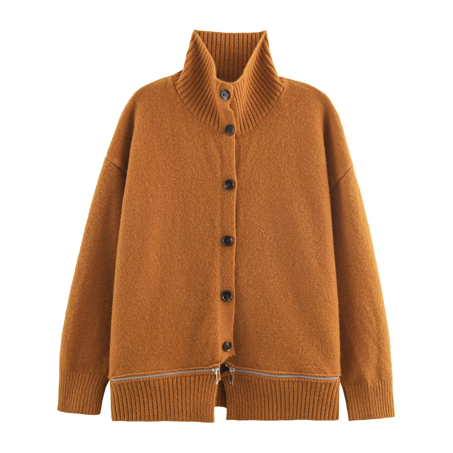 JNLEAOG خريف جديد Faion Thiened مقنعين سترة مفتوحة المرأة سترة الشارع Sle فضفاضة تناسب طويلة Sve جولة Ne Singl... #4