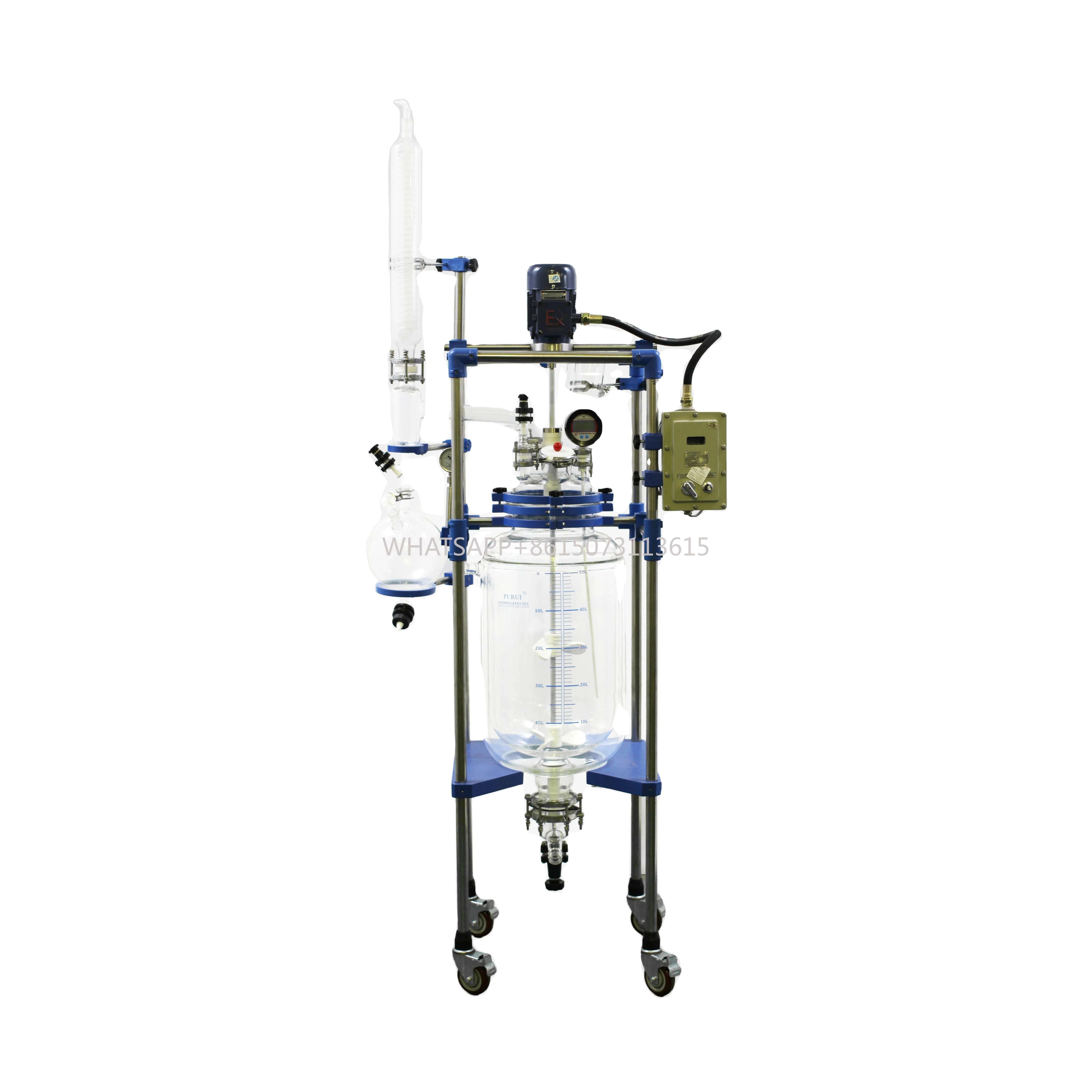 50 Liters Speed-adjustable Single Layer Jacketed Glass Reactor for Lab