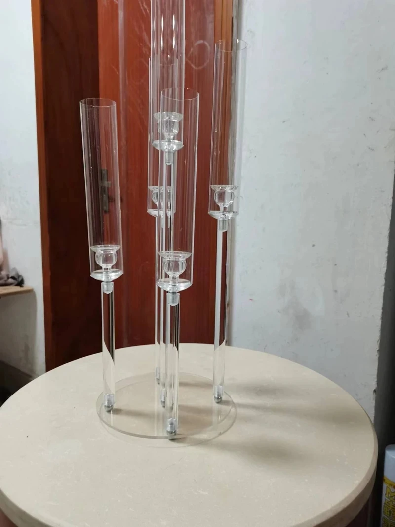 Acrylic Candle Holder for Party, 5 or 6 Head, Wedding Table Center, Flower Stand, Tall Clear Candle Holder, Street Light Decorat