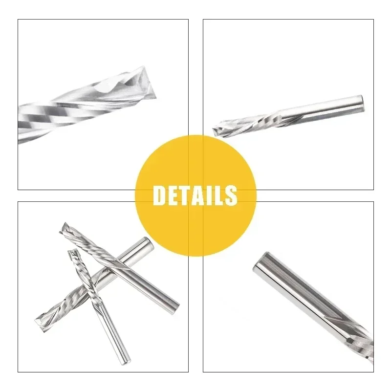 1Pc UP And DOWN Cut Spiral Carbide Mill Cutters - 3.175/4/5/6/8/10mm Two Flutes for Compression Wood PVC End Mill Cutter Bits