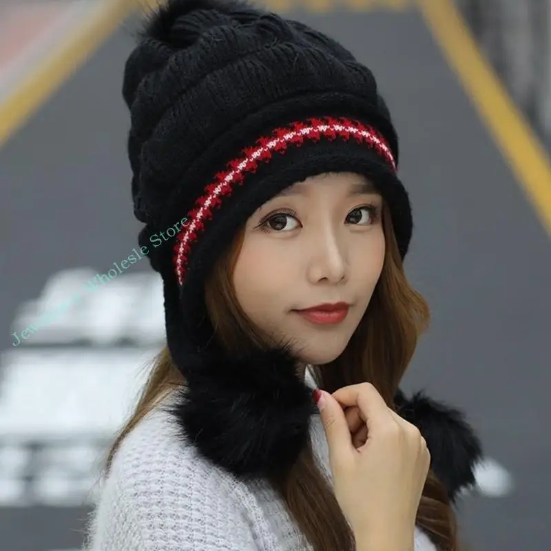 

R7UF Warm Fleece Lined Earflap Hat For Snow Sports And Streetwear Stretchy Comfort
