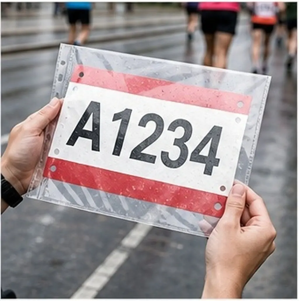 100 Pcs Race Bib Sleeves Frame Display Running Clips Number for Runners Bag Holder