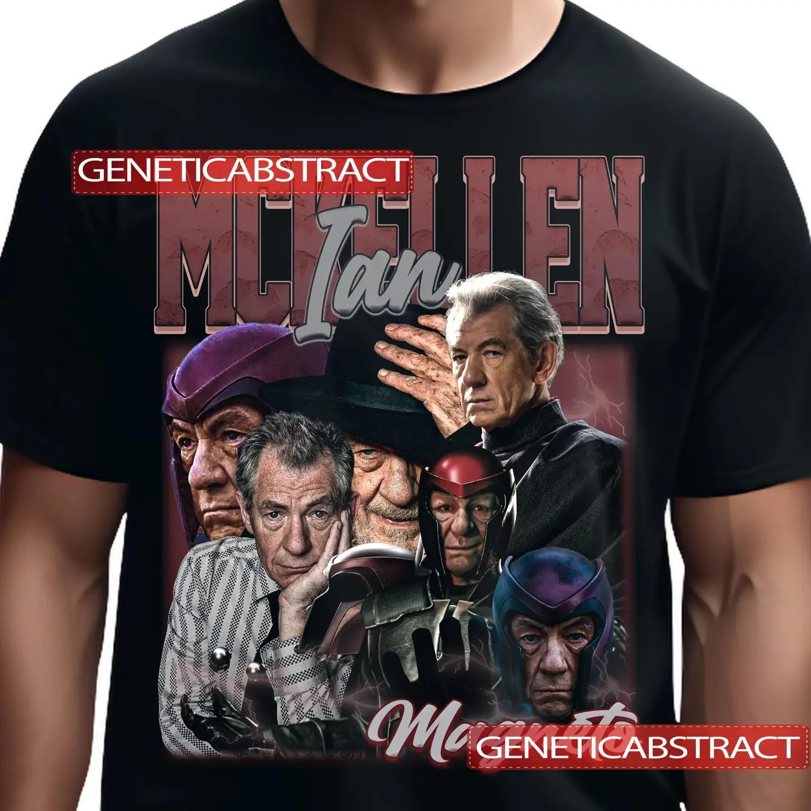 Vintage 90s Ian McKellen Magneto X Men T Shirt Retro Celebrity Actor Bootleg  vintage Washed homme Stylish Stretched Casual