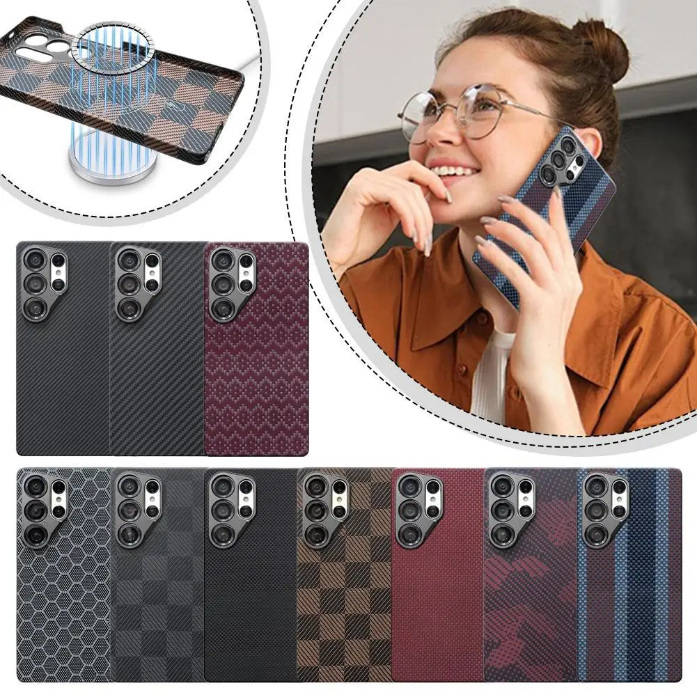 

for Samsung S25Ultra Aramid Fiber Protective Case for Samsung S25ultra Magnetic Ultra-thin Phone Anti Drop Protective Case