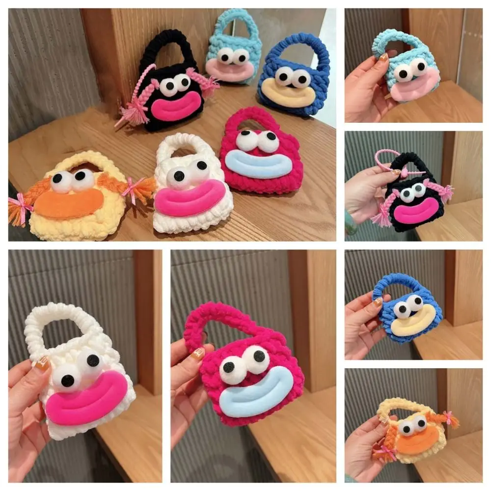 

Cute Soft Plush Earphone Bag Cartoon Big Mouth Earphone Protective Cover Lipstick Bag Knitting Cartoon Wallet Women