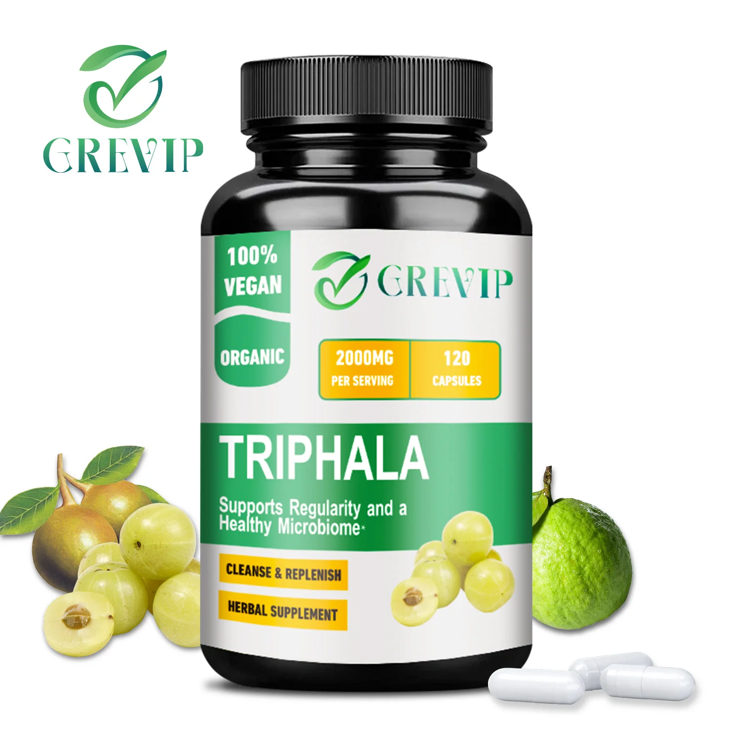 Triphala Capsules - Promotes Digestion, Elimination and Gut Microbiome Health