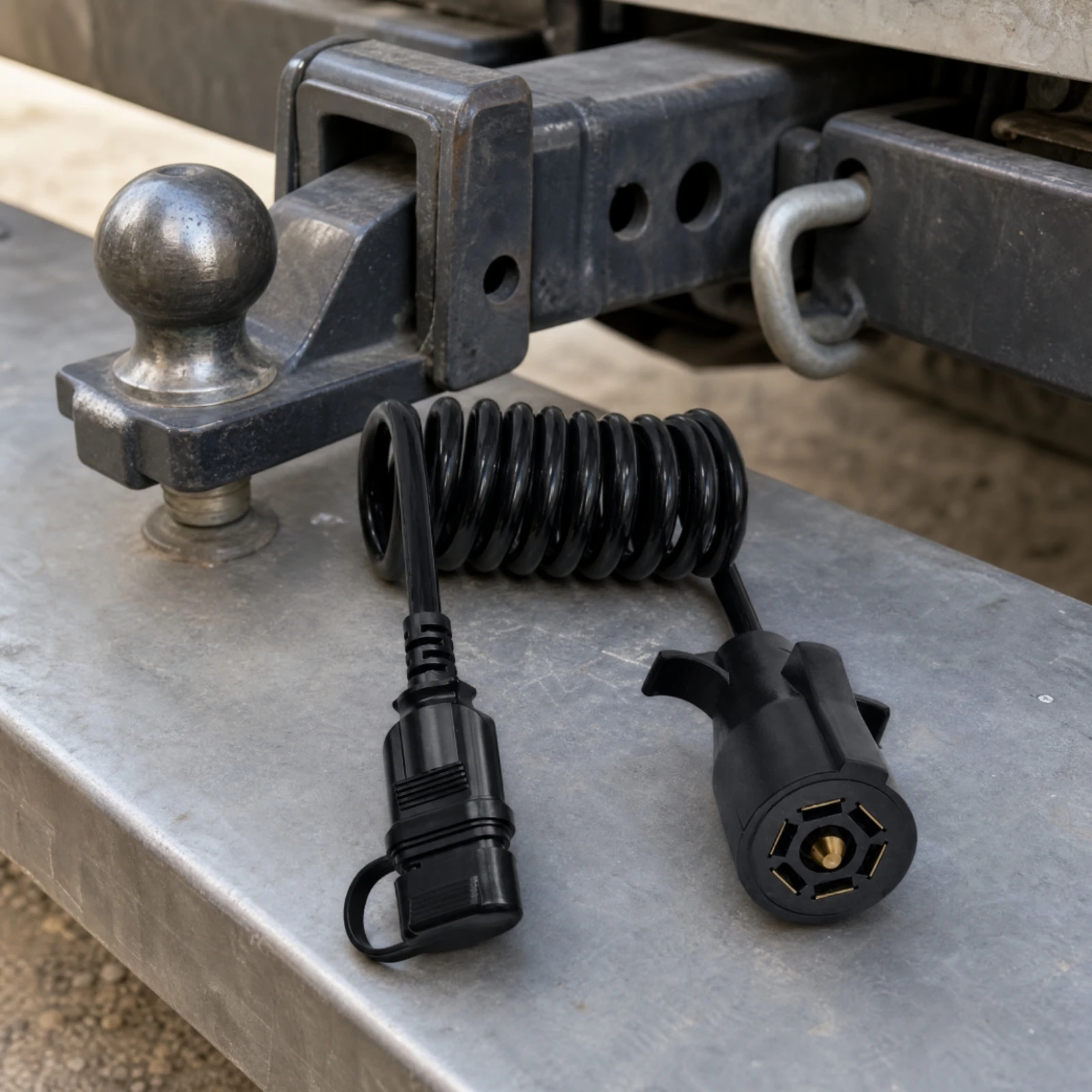 7 Blade to 4 Flat Trailer Plug Adapter Flexible 7-Way to 4-Pin Trailer Adapter Cable CE Certified Stretchable