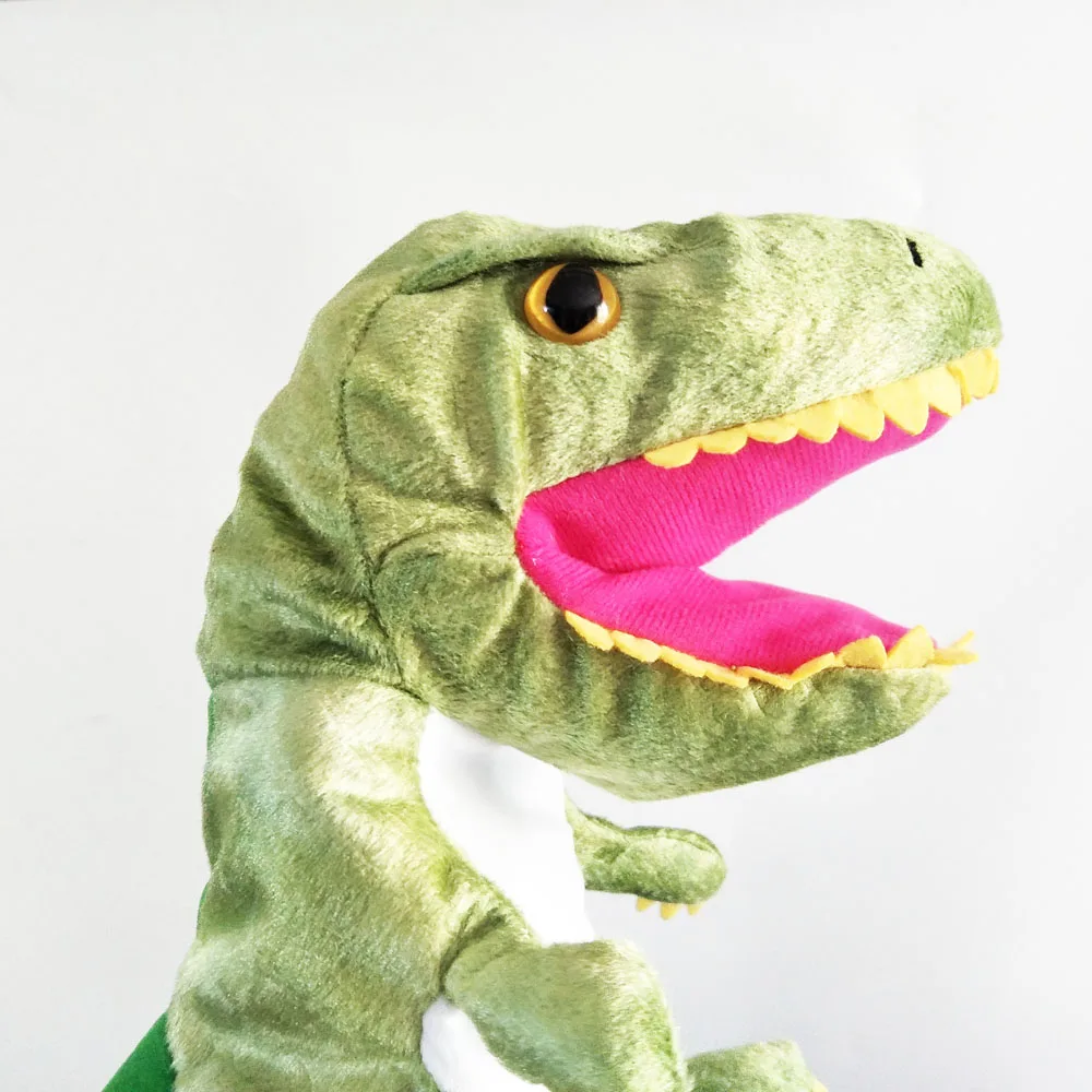 Giocattolo di peluche burattino a mano di cartone animato di alta qualità Tyrannosaurus Rex Dinosauro Bocca aperta per regalo di compleanno per bambini