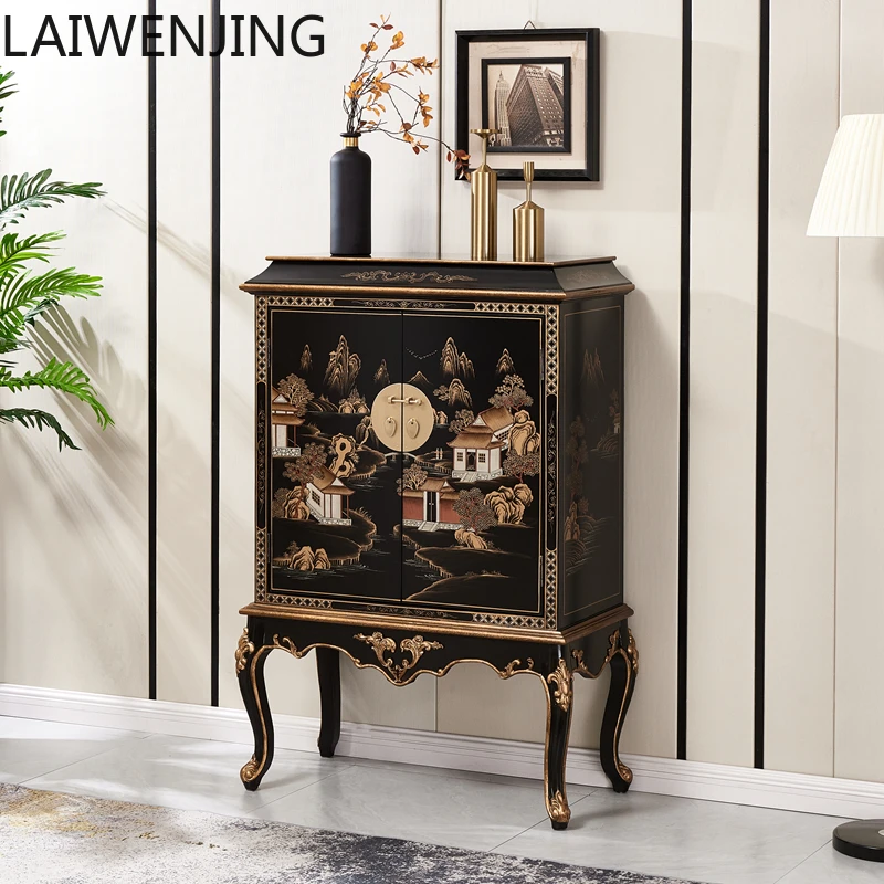 

SGF new Chinese hand-painted entrance cabinet decorative storage shoe cabinet entrance integrated retro