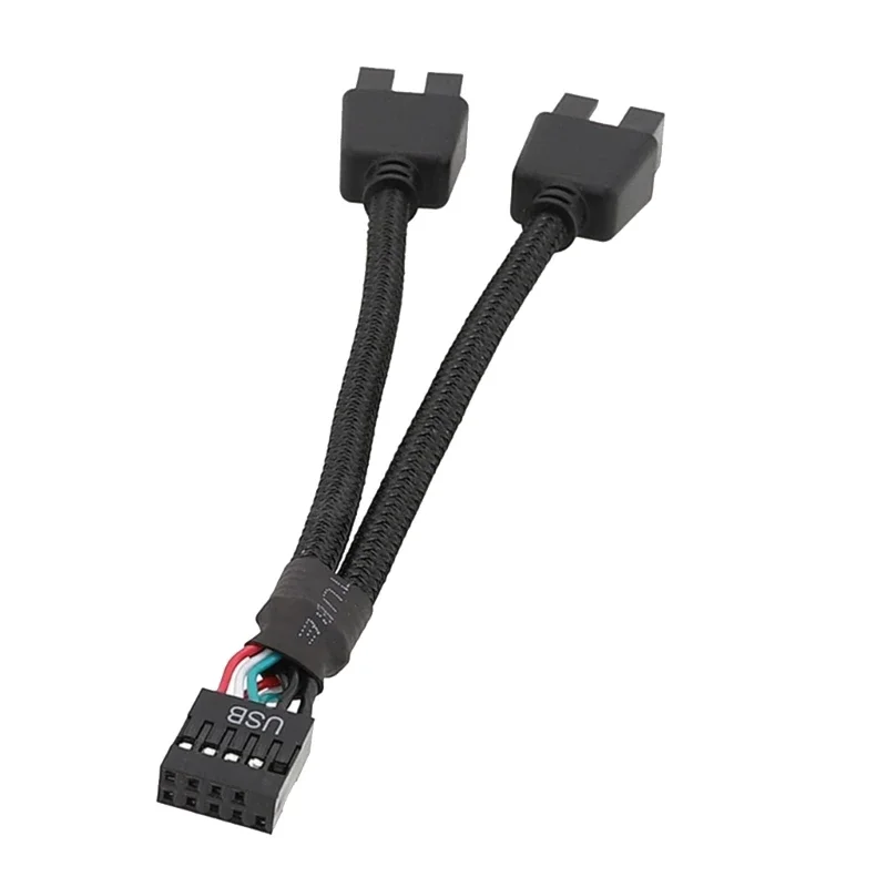 9Pin USB Header Female 1 to 2 Male Extension Cable Card Desktop 9-Pin USB HUB USB 2.0 9 Pin Connector Adapter Port