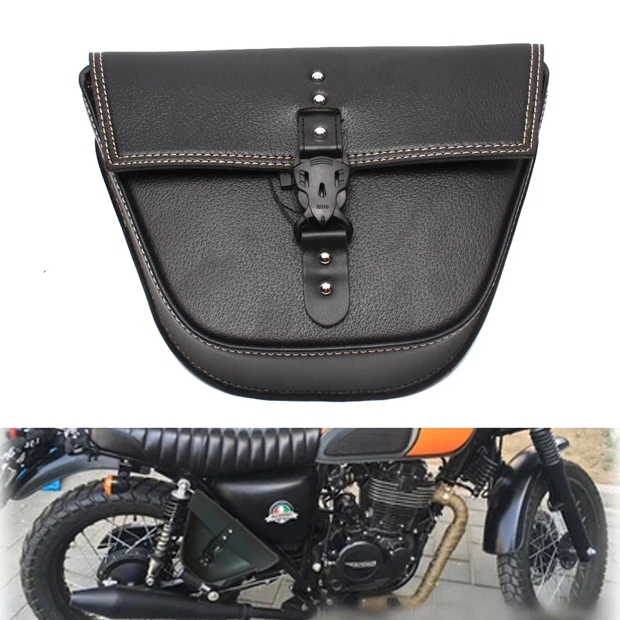 

Для Harley Kawasaki Honda Suzuki Cafe Racer ATV Мотоцикл Черная сумка для инструментов из искусственной кожи Чемодан Левая боковая седельная сумка Универсальная
