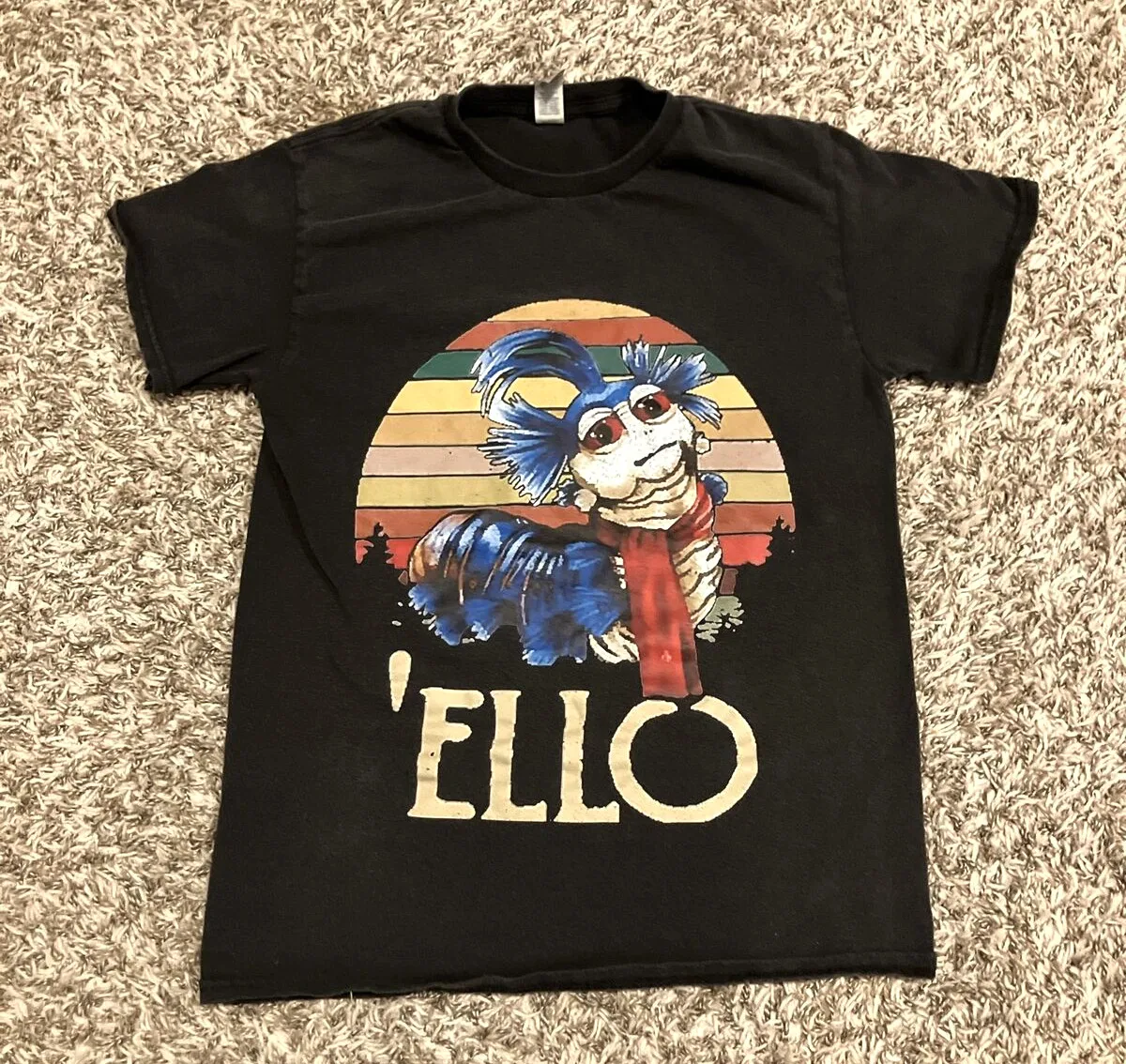 

Ello Labyrinth Worm T Shirt Womens Small Black Retro 80s Truffle Shuffle Cult