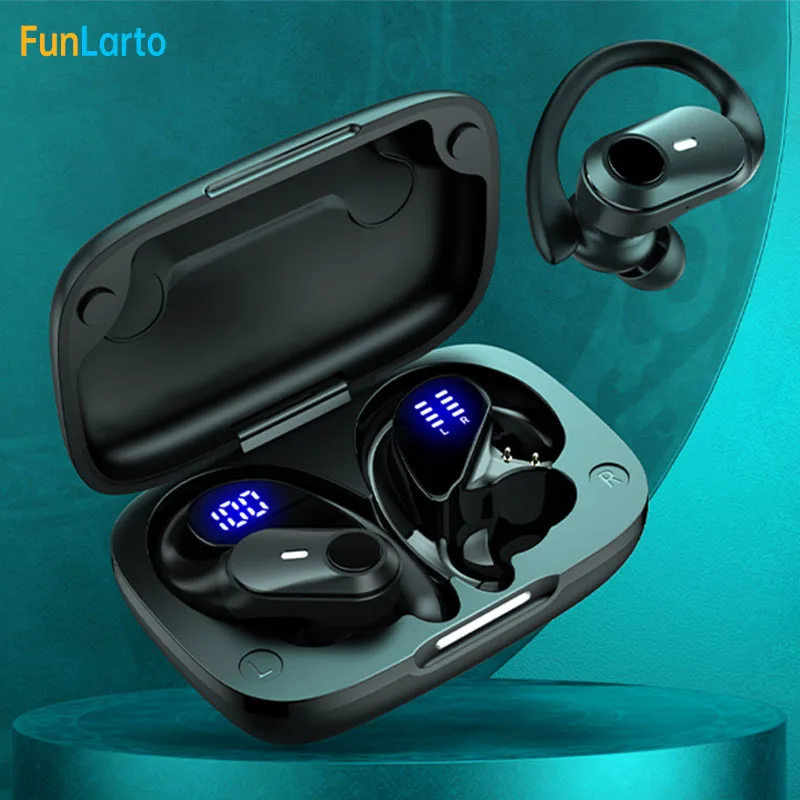 

TWS Wireless Bluetooth 5.0 Earphones IPX7 Sweatproof Sports Earhook True Wireless Stereo Earbuds 36H Playtime LED Display USB-C