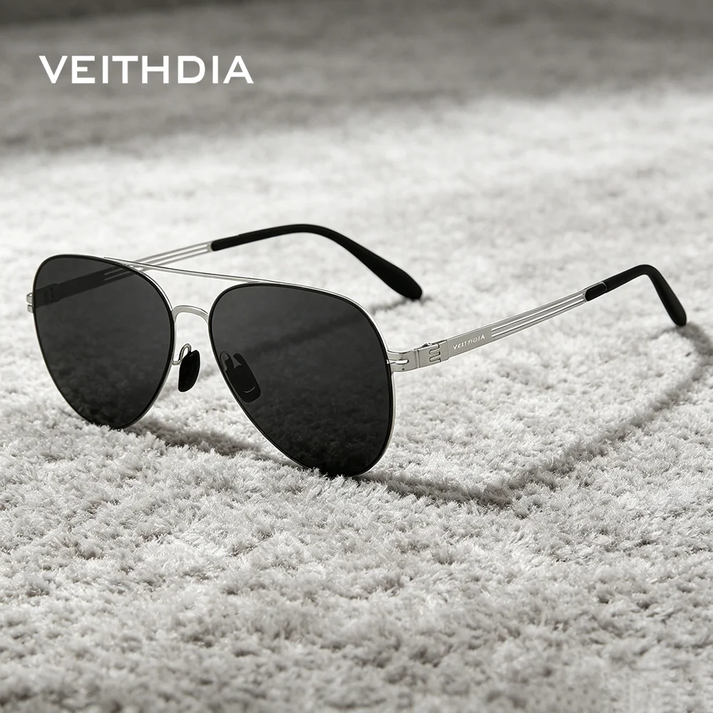 VEITHDIA – lunettes de soleil de pilote en Nylon, monture en acier inoxydable, verres polarisés UV400, pour la conduite en plein air, pour hommes et femmes, V82FA11