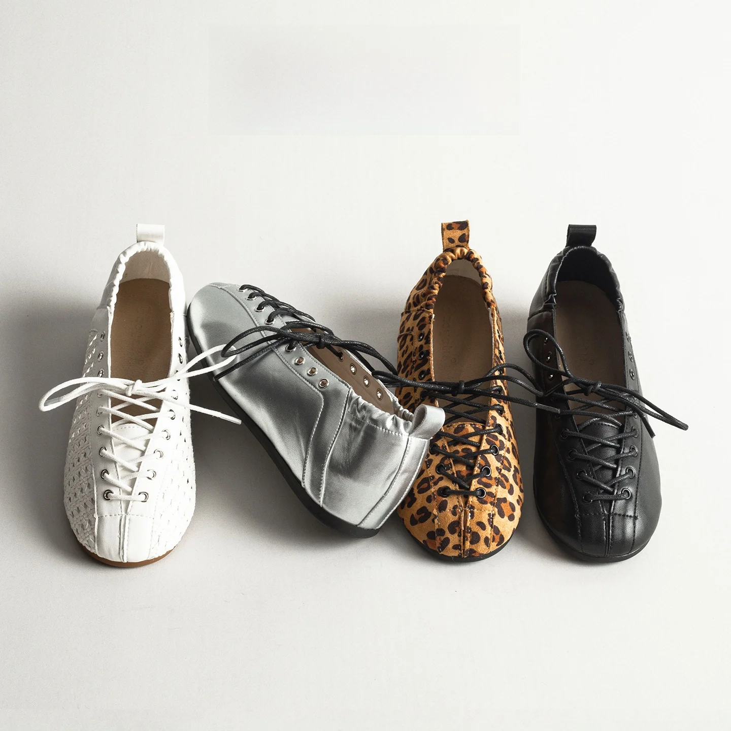Elevated 4CM Genuine Leather Woven Hollow Ballet Flats Women Versatile Breathable Strap Mary Jane Single Shoes Cross Buckle