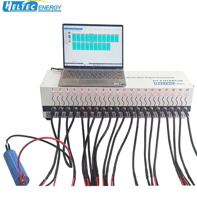 HeltecEnergy Battery Charge Discharge tester Equalizer capacity load tester 10A 50A 20 Channel battery analyzer repair machine