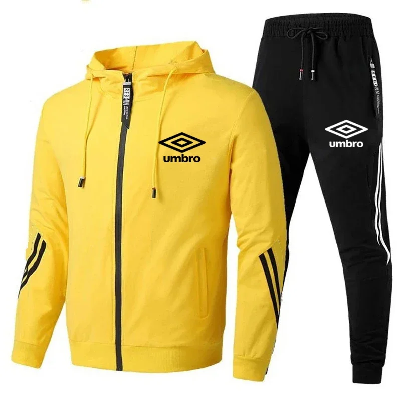 Umbro-chándal con capucha y pantalones de correr para hombre, conjunto deportivo informal de alta calidad para gimnasio, otoño e invierno, 2024