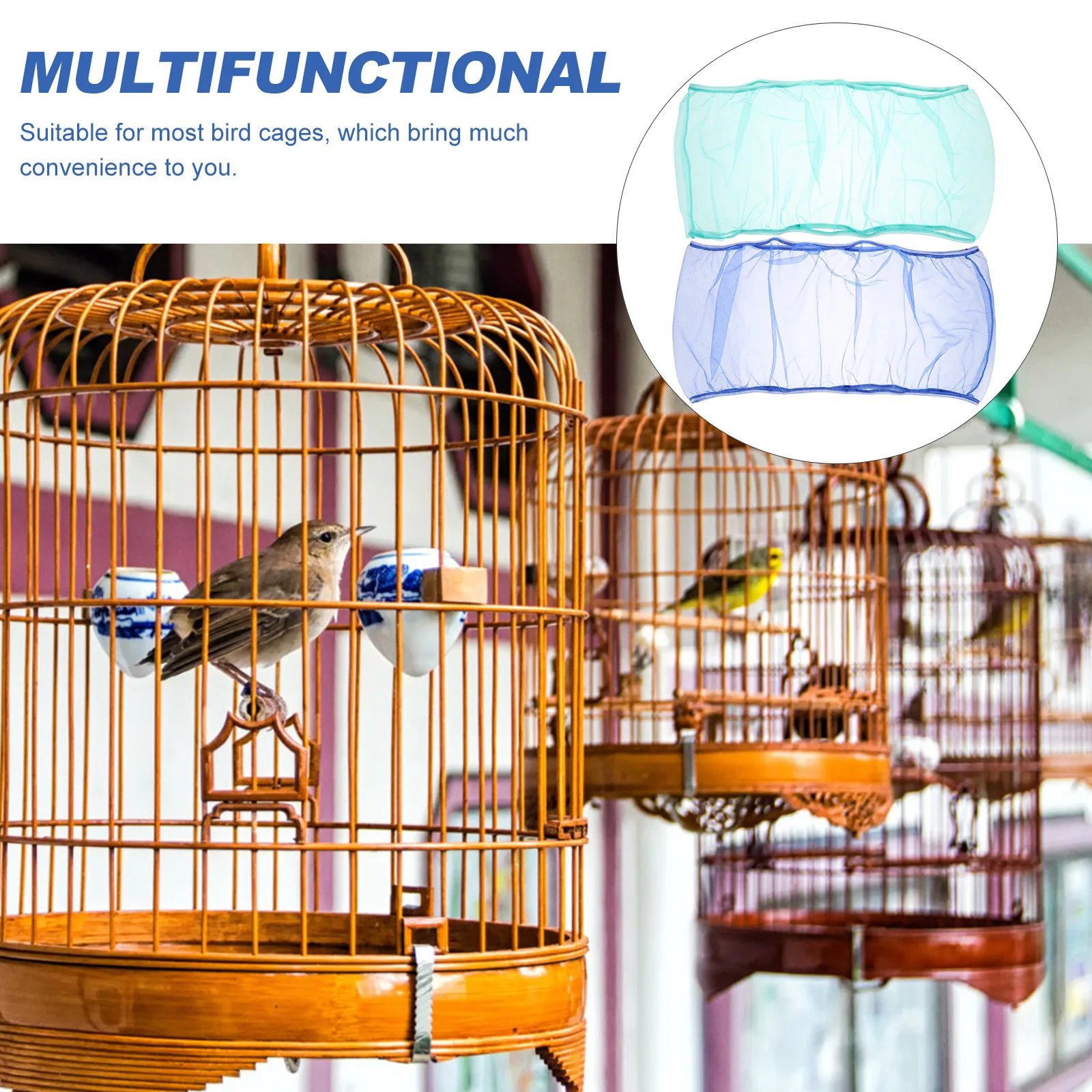 

2 Pcs Bird Net Mesh Dust Proof Nylon Size 140 180 Reusable Washable Breathable Birdcage Cover For Pet