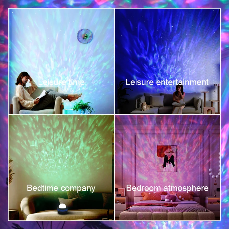 USB bedside ambiance lamp Cross-border burst starlight projection lamp water ripple aurora borealis bedroom led glow night light