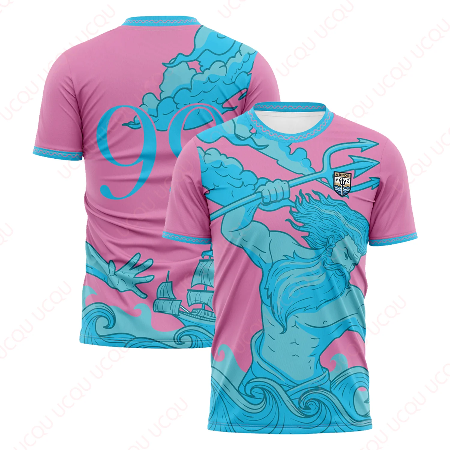 

Розовый трикотаж ABCDE FC, новейший быстросохнущий трикотаж для улицы, летняя классическая футболка для взрослых и детей, свободный трикотаж для тренировок