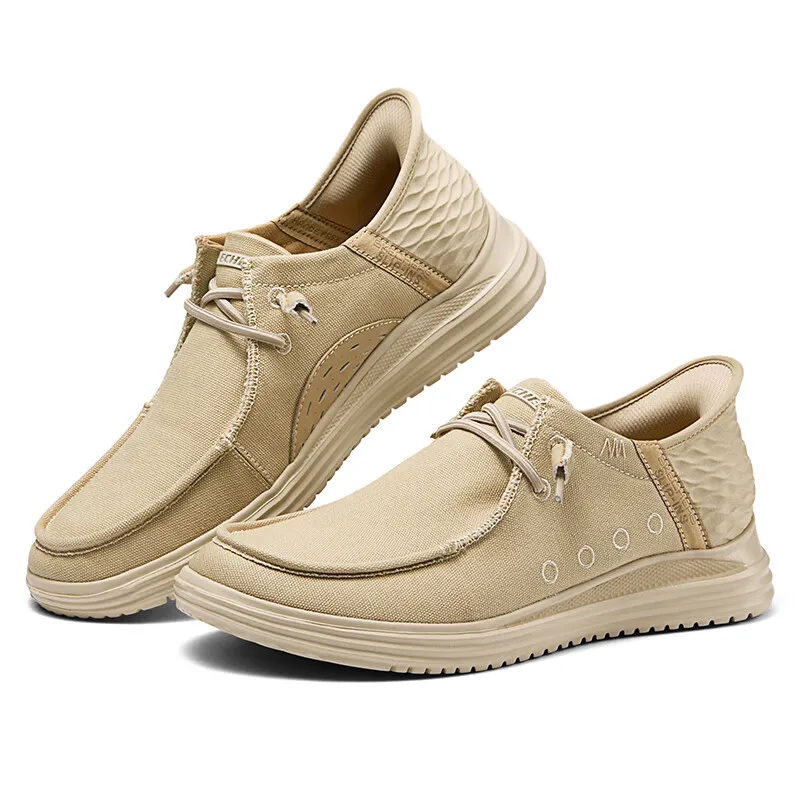 

Skechers men's shoes 2025 new slip-on casual shoes Light business commuter shoes Flash sneakers 210833-TAN