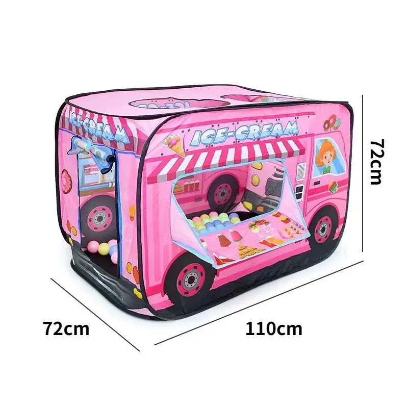 Pop Up Play Tent Foldable Ice Cream Van Playhouse Vehicle Toys for Kids Role Play for Toddlers Boys and Girls Gift Outdoor Game