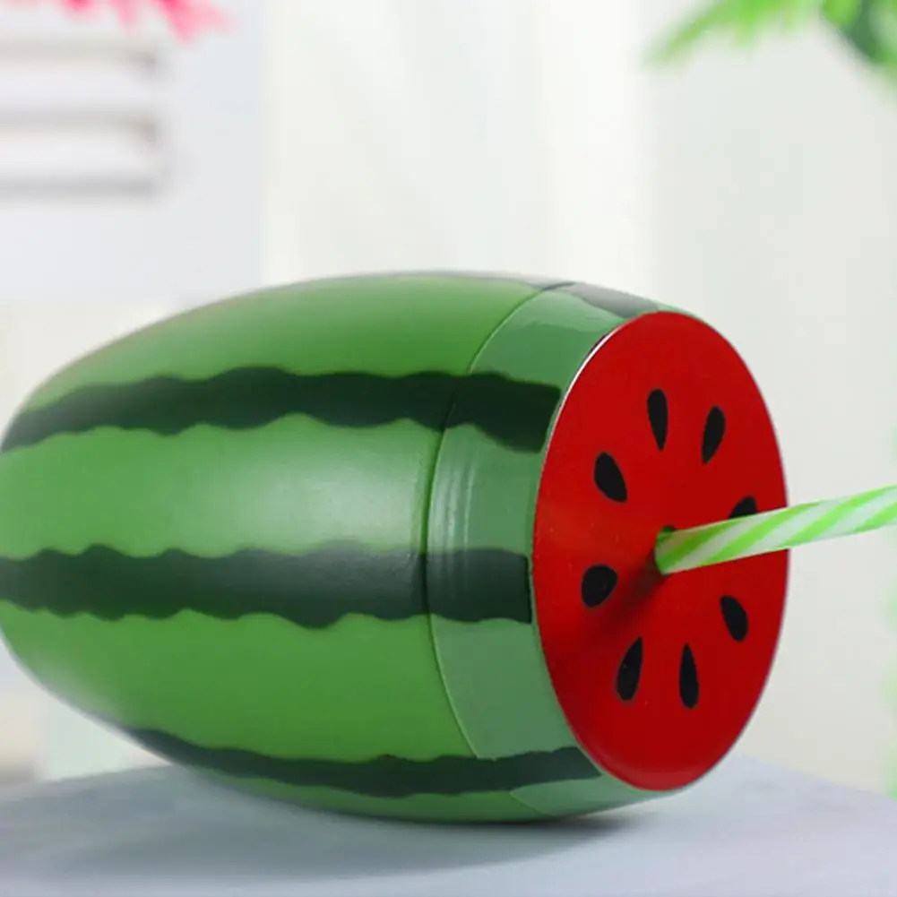 Reusable Straw Watermelon Cup Watermelon Themed Party Cups Watermelon Cup with Lid Straw Set Fun for Parties for Birthday