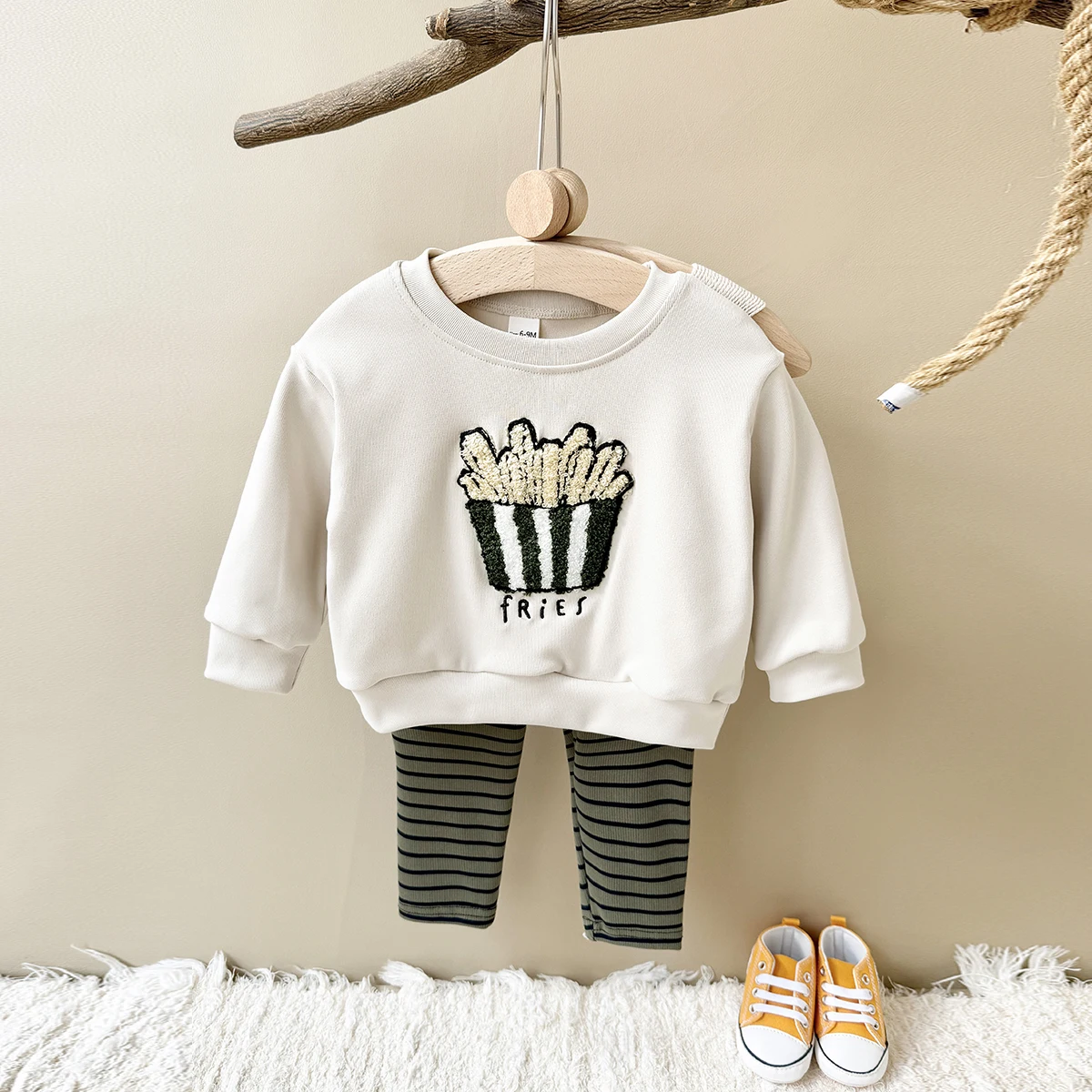 2Pcs Infant Baby Boys Girls Sets Cartoon Embroidery Long Sleeve Top+Pants Cotton SportsSuit Spring Autumn Toddler Outfit Newborn