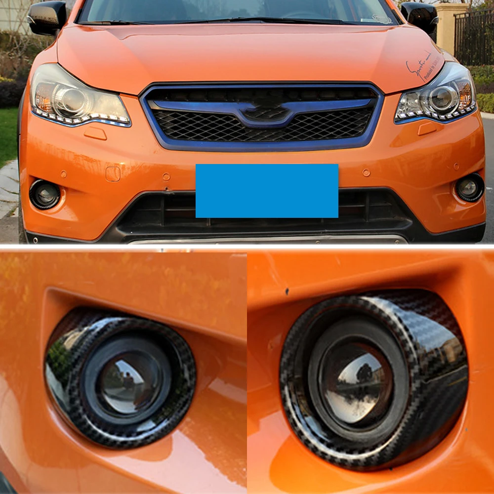 K-Car Front Rear Bumper Fog Lamp Light Frame Cover Sticker Trim ABS Carbon Fiber Styling For Subaru XV 2012 2013 2014 2015