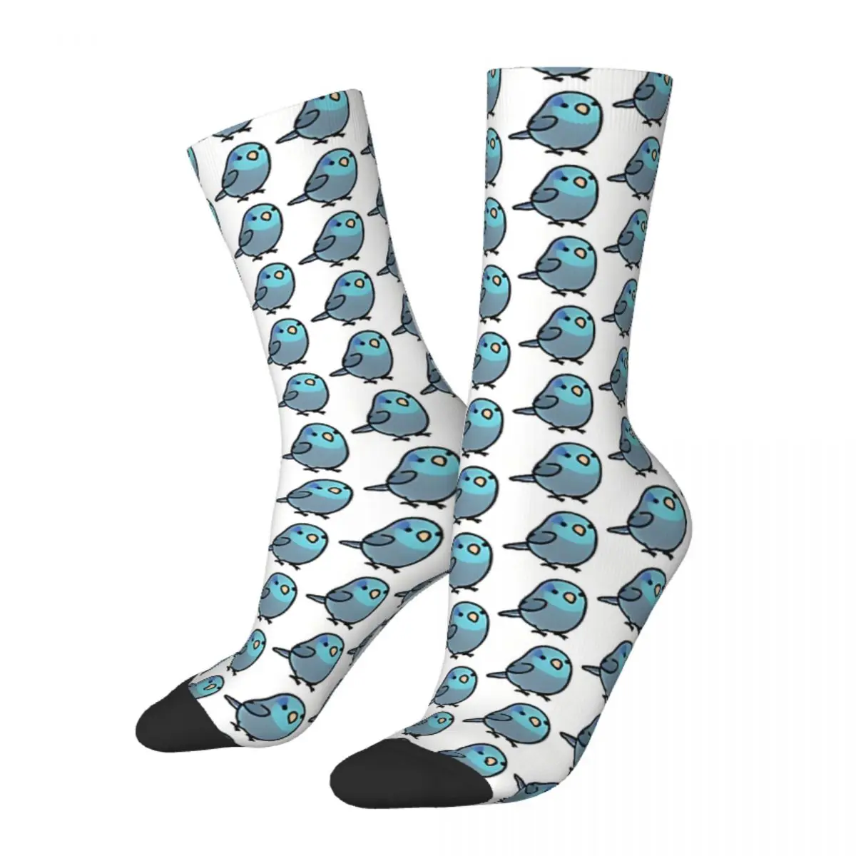 

Funny Crazy Sock for Men Blue Parrotlet Hip Hop Vintage Cute Bird Animal Seamless Pattern Printed Boys Crew Sock Novelty Gift